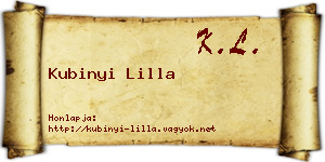 Kubinyi Lilla névjegykártya